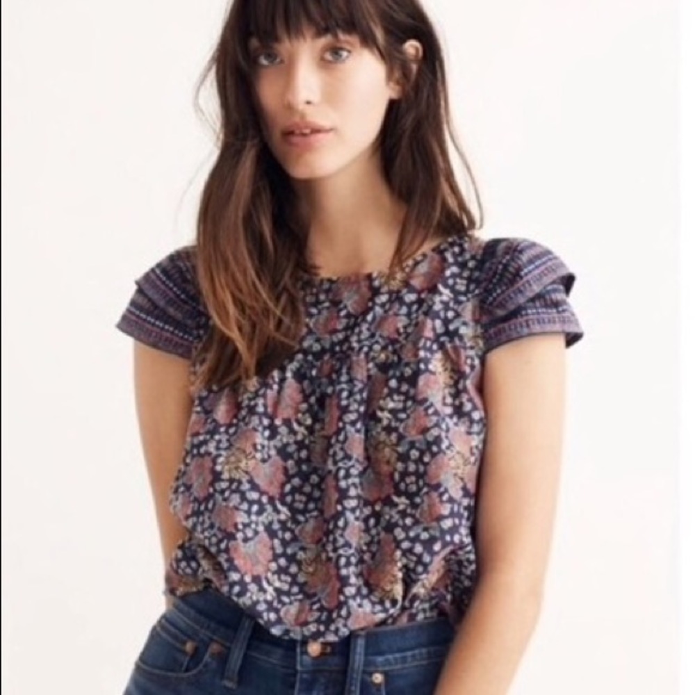Madewell Flutter/cap sleeve top